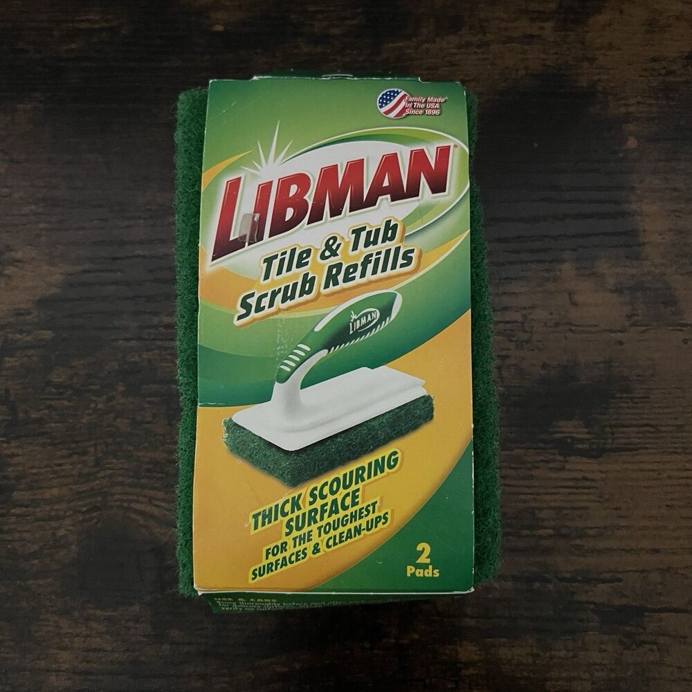 Libman #01151 Tile & Tub Scrub Sponge Refills 2 Pads NIP Bath Kitchen Floor